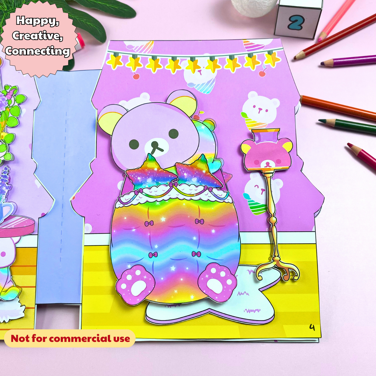 Education Activity Book | Pink Bear House Paper Dolls Activities & Busy Book for Kids | Paper Doll House | Montessori Toys, Gifts for Girls, DIY crafts