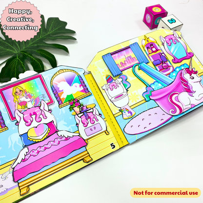 Education Activity Book | Unicorn Funny story Doll house , Story Acitivity Book for toddlers, Busy book for kids