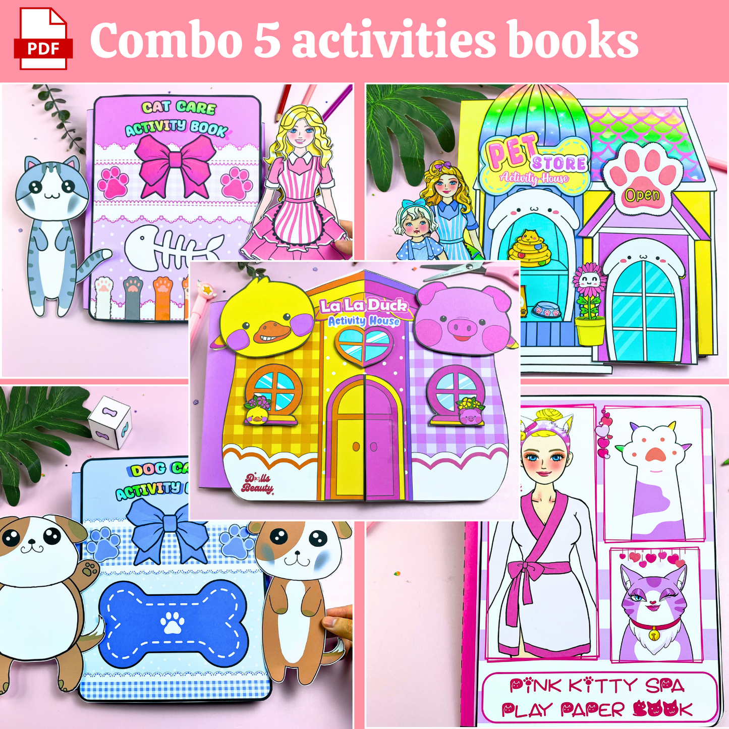 Education Activity Book | Dog Care Spa, Safe Paper Toy for kid, Unique Birthday Gifts, Family connection, Limit screen time, Boost creativity