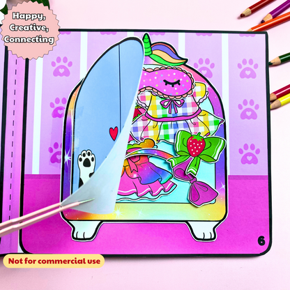 Education Activity Book | Pretty Cat Doll House, Fun Paper Toy for kid, Unique Birthday Gifts, Family connection, Limit screen time, Boost creativity