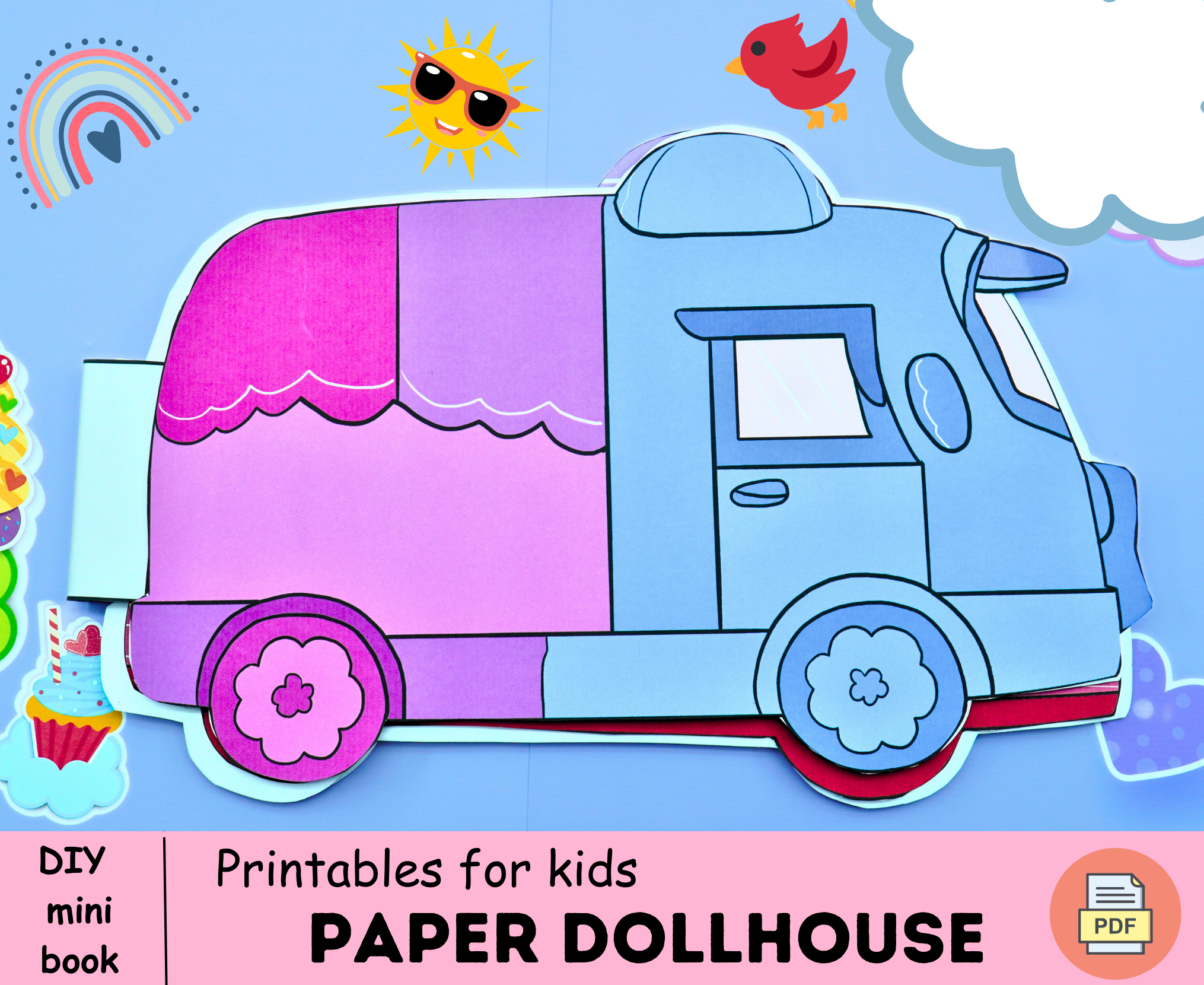 Printable Dollhouse Girls Activity Book, Camper Printable, Paper Crafts for  Kids, Paper Doll House 