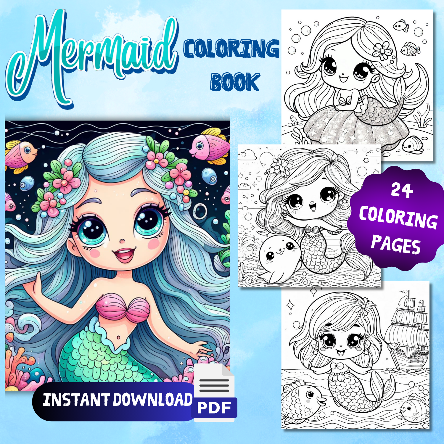 Printable Dollhouse Girls Activity Book Mermaid Printable 