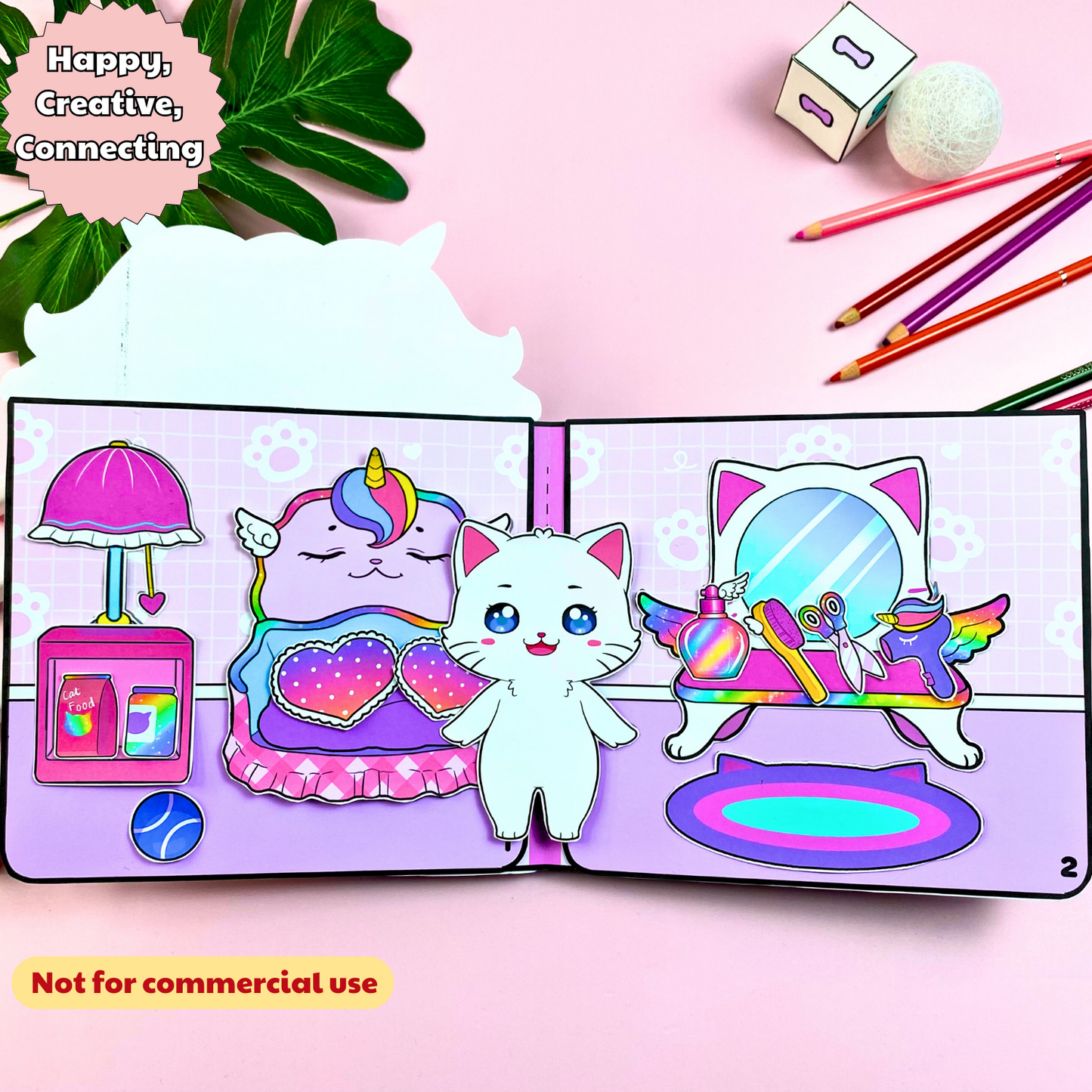 Education Activity Book | Pretty Cat Doll House, Fun Paper Toy for kid, Unique Birthday Gifts, Family connection, Limit screen time, Boost creativity