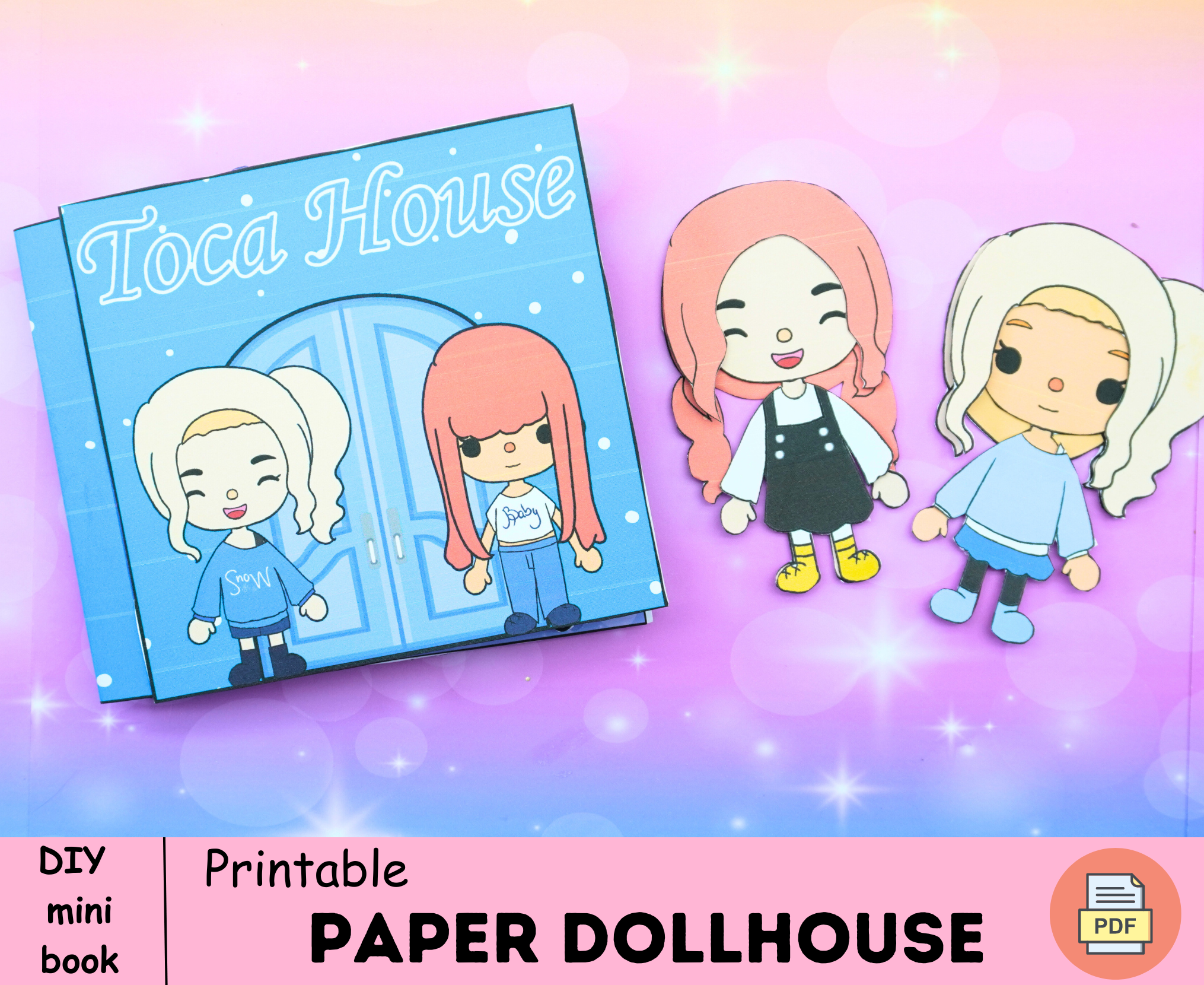 Printable Paper Doll Toca Boca Inspired Quiet Book Kids 