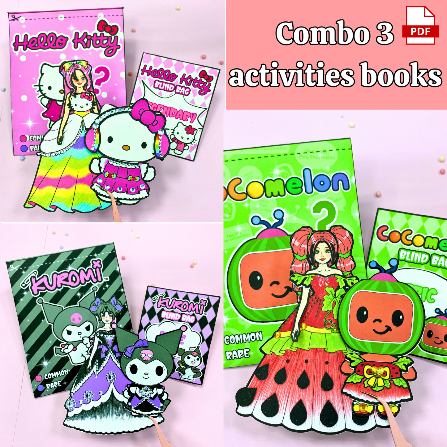 Education Activity Book | Printable Melon Blind Bags, DIY Project for Kids Printable templates Miniature Blind Bags, DIY crafts, Paper Dolls