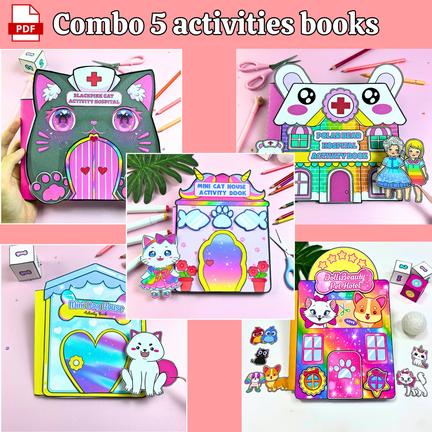 Education Activity Book | Pet Hotel Doll House | Activity Book, Fun Paper Toy for kid, Unique Birthday Gifts, Family connection, Limit screen time, Boost creativity