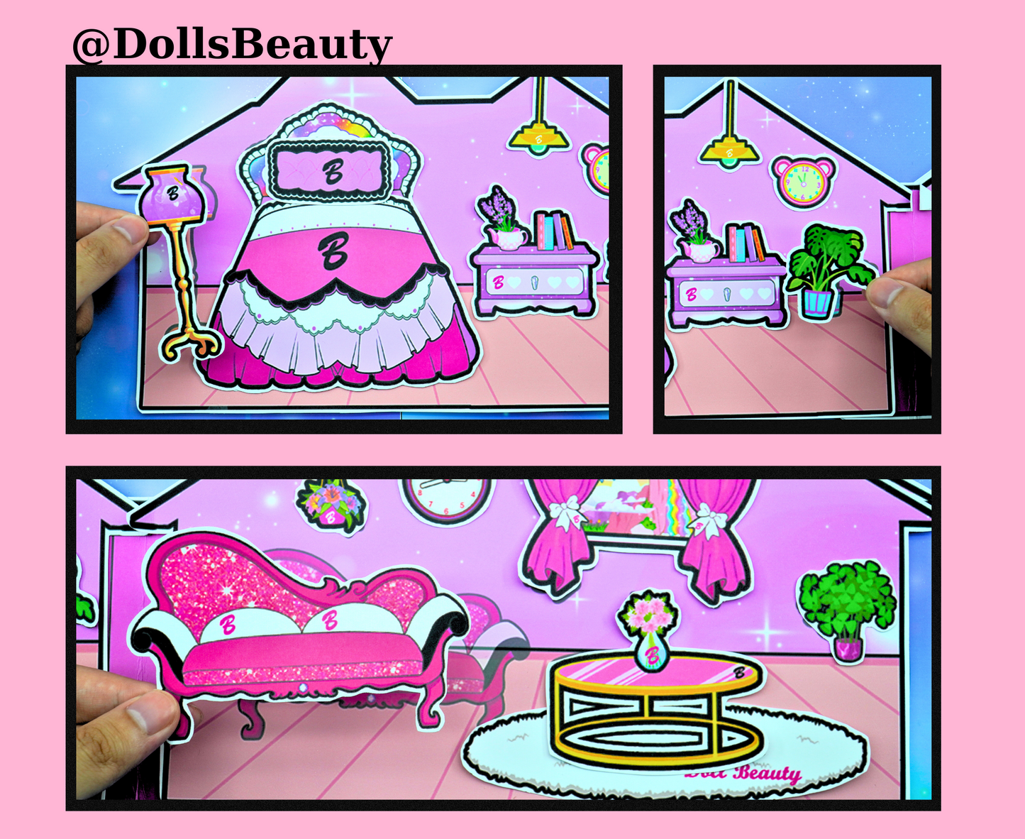 Printable Barbie doll house  🌈 Barbie Dollhouse Background | Bundle Digital Backdrop PDF Barbie Dream House 🌈 Woa Doll Crafts
