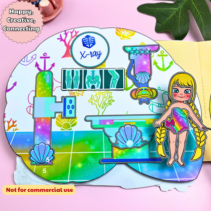 Education Activity Book | Conch Shell Hopital Story Dollhouse x DIY Activity Book for Kids , Printables for toddlers, Holiday Activity Book