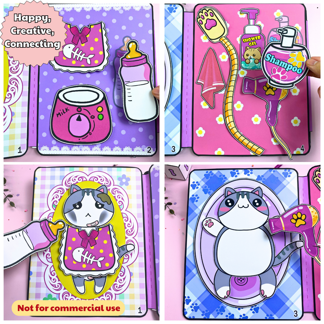 Education Activity Book | Barbie Take Care Cat, Safe Paper Toy for kid, Unique Birthday Gifts, Family connection, Limit screen time, Boost creativity