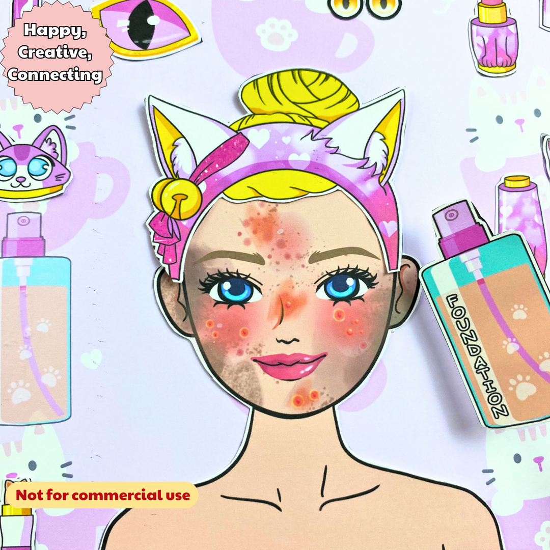 Education Activity Book | Pink Cat Spa Barbie Play Book, Safe Paper Toy for kid, Unique Birthday Gifts, Family connection, Limit screen time, Boost creativity