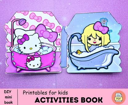Pretty Toca Boca vs Hello Kitty paper dollhouse🌈Pink and Blue Handmade activity book | Toodler busy bookl | Toca boca printable DIY Crafts 🌈 Woa Doll Crafts