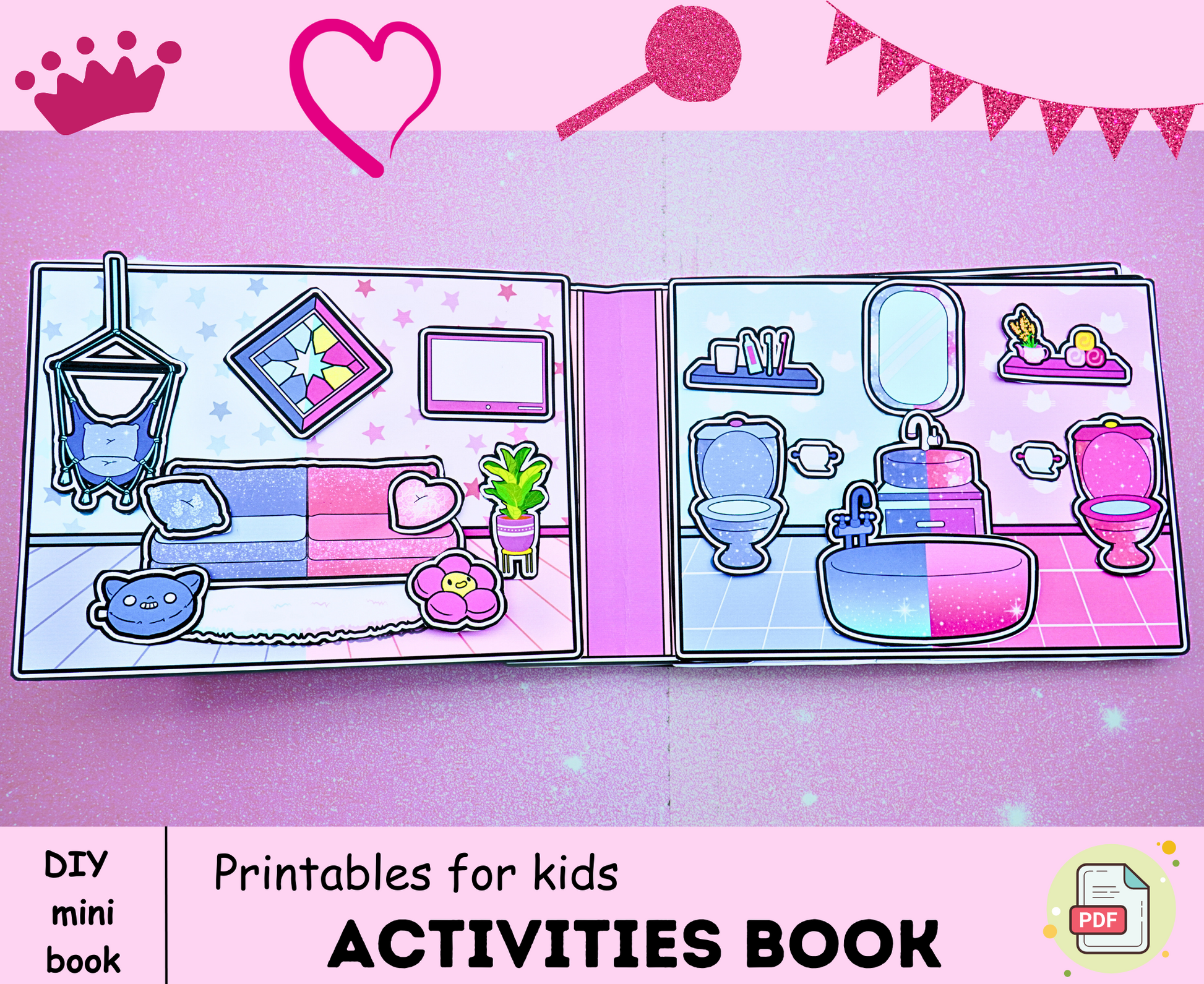 Printable Dollhouse Busy Book & Activities for Kids PDF 