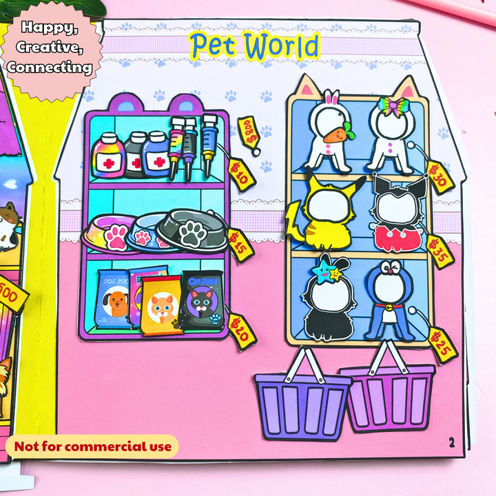 Education Activity Book | Pet Store Doll House, Safe Paper Toy for kid, Unique Birthday Gifts, Family connection, Limit screen time, Boost creativity