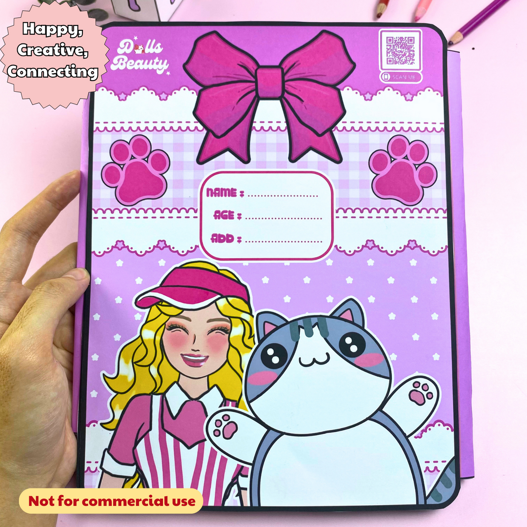 Education Activity Book | Barbie Take Care Cat, Safe Paper Toy for kid, Unique Birthday Gifts, Family connection, Limit screen time, Boost creativity