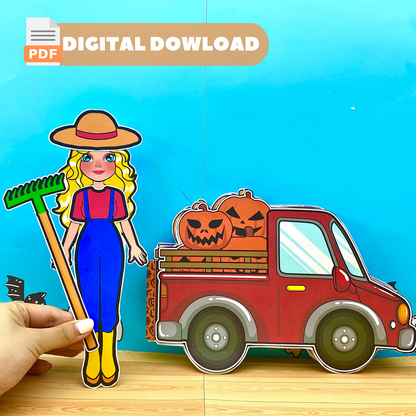 Halloween Pumpkin Camper Truck printable 🌈 Halloween Activities book printable | Cute Camper printable | Paper crafts for kids | Paper doll house 🌈 Woa Doll Crafts