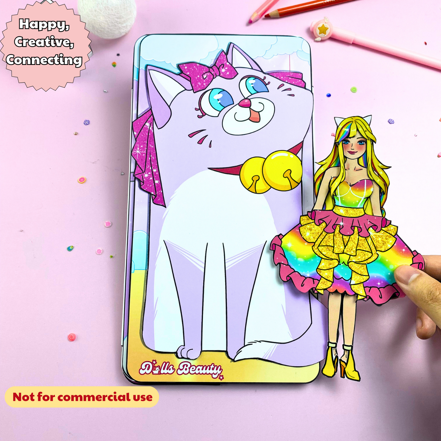Education Activity Book | Pink Cat Barbie Doll House Activity Book, Fun Paper Toy for kid, Unique Birthday Gifts, Family connection, Limit screen time, Boost creativity