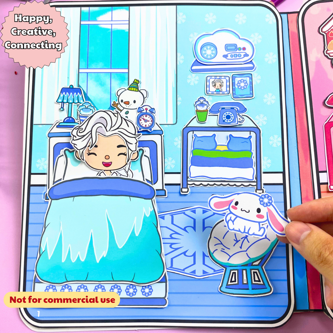 Education Activity Book | Fire and Ice Toca Boca House, Safe Paper Toy for kid, Unique Birthday Gifts, Family connection, Limit screen time, Boost creativity