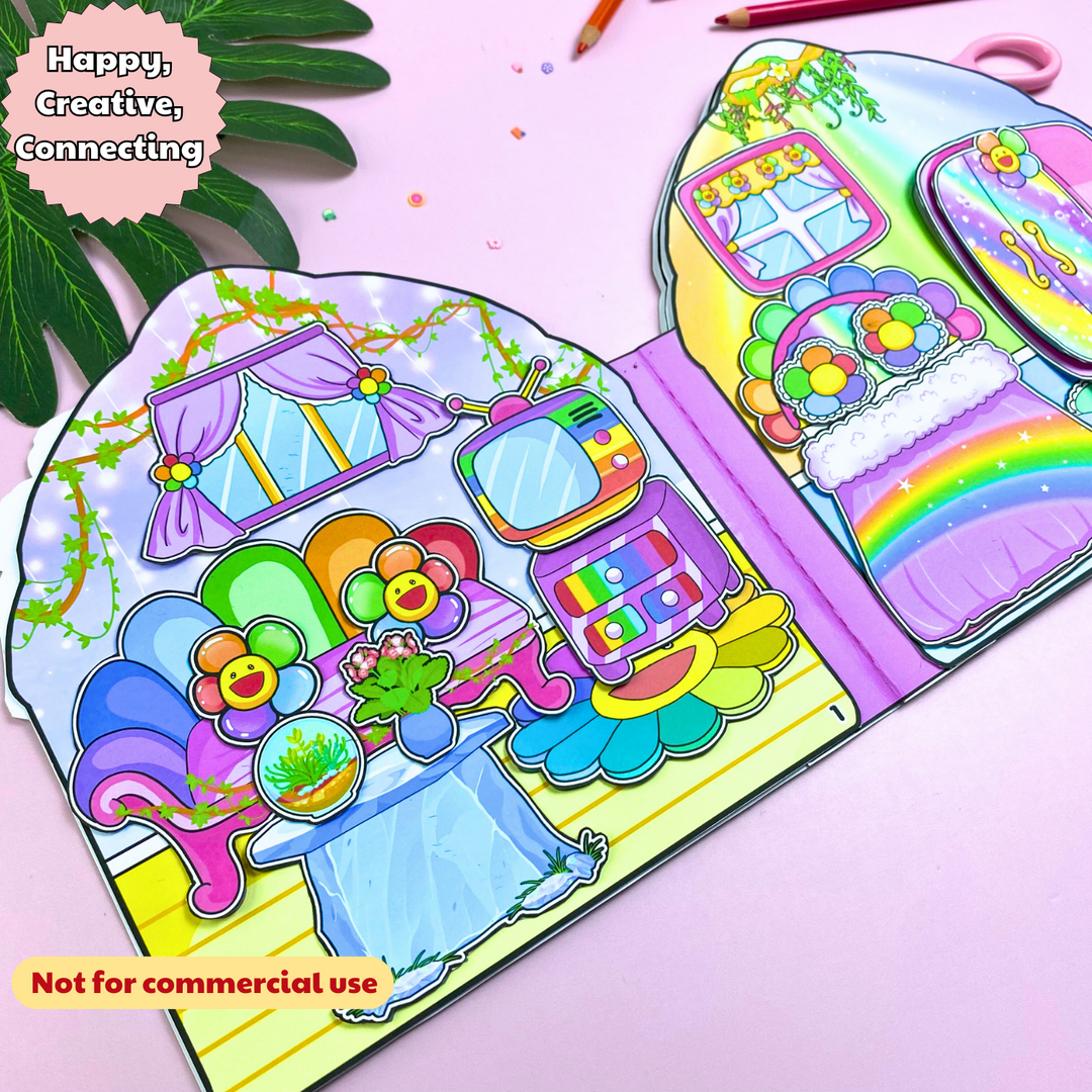 Education Activity Book | Flower Fairy Paper Doll House, Perfect Gift for Girls, Birthday Gift for Kids, Montessori Toys