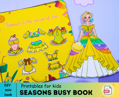 Summer Busy Book Printable 🌈 Homeschool Busy Book For Kids, Seasons Quiet Book For Preschool | DIY kit for your little one🌈 Woa Doll Crafts