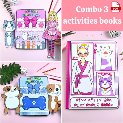 Education Activity Book | Barbie Take Care Cat, Safe Paper Toy for kid, Unique Birthday Gifts, Family connection, Limit screen time, Boost creativity