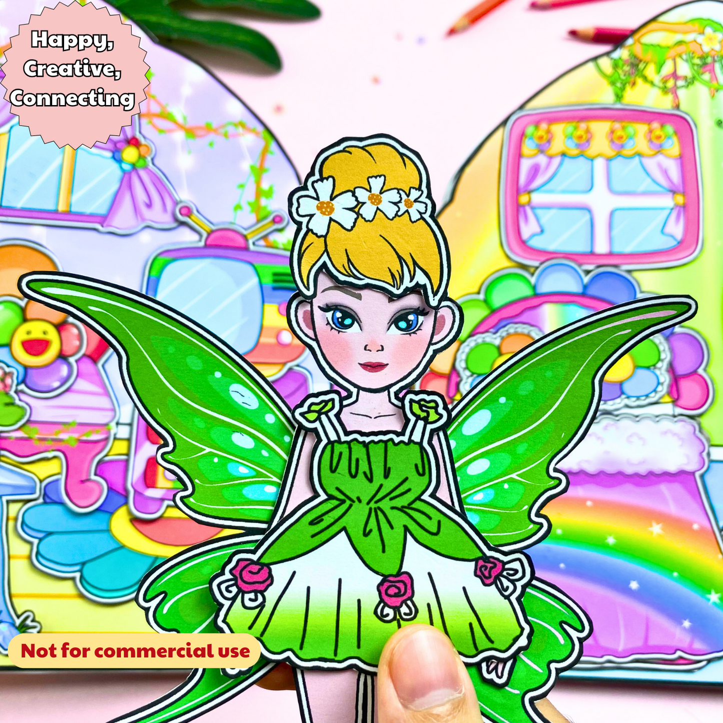 Education Activity Book | Flower Fairy Paper Doll House, Perfect Gift for Girls, Birthday Gift for Kids, Montessori Toys