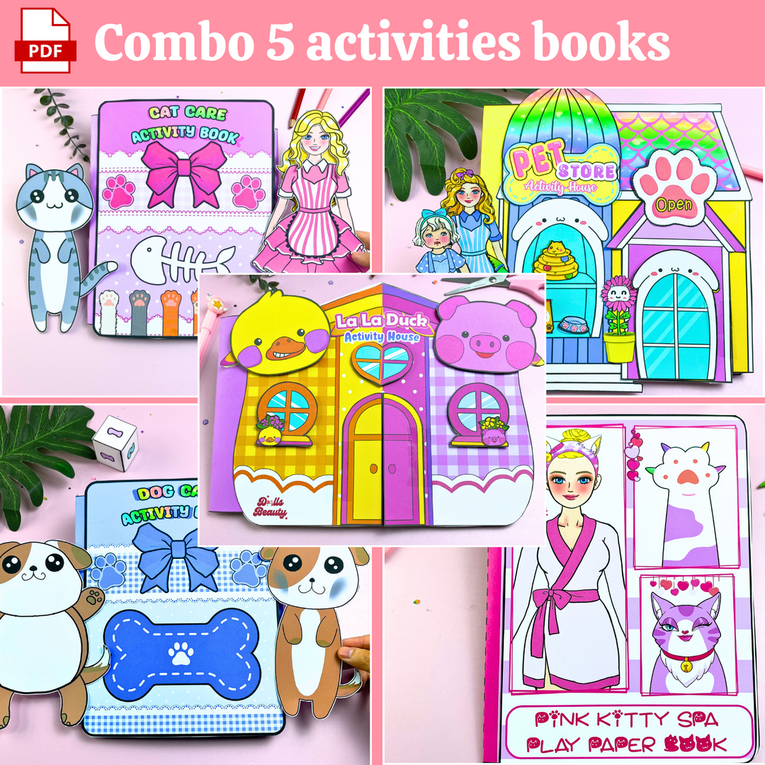 Education Activity Book | Barbie Take Care Cat, Safe Paper Toy for kid, Unique Birthday Gifts, Family connection, Limit screen time, Boost creativity