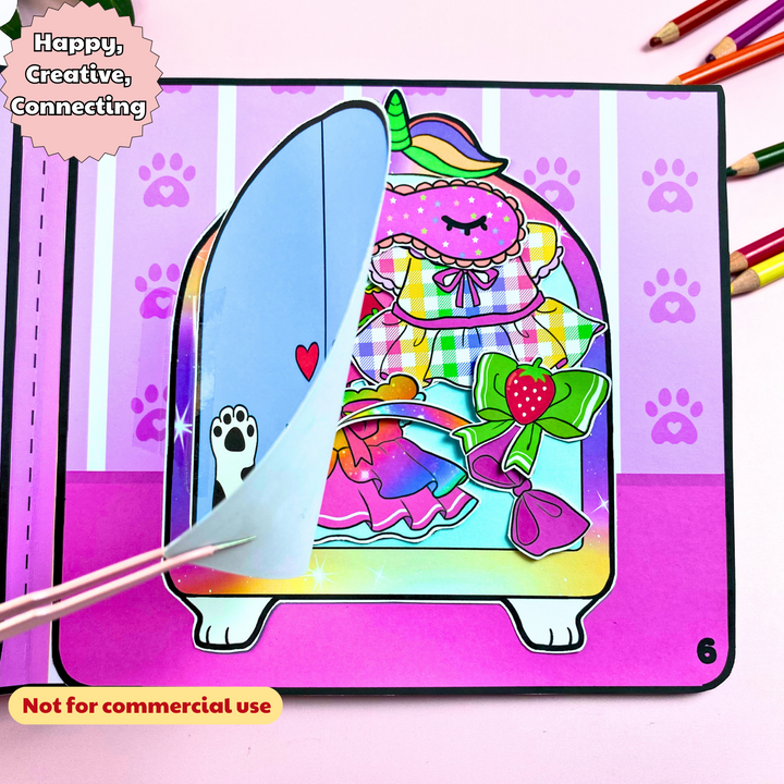 Education Activity Book | Pretty Cat Doll House, Fun Paper Toy for kid, Unique Birthday Gifts, Family connection, Limit screen time, Boost creativity