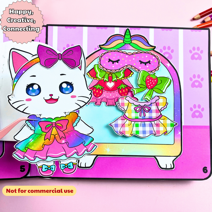 Education Activity Book | Pretty Cat Doll House, Fun Paper Toy for kid, Unique Birthday Gifts, Family connection, Limit screen time, Boost creativity