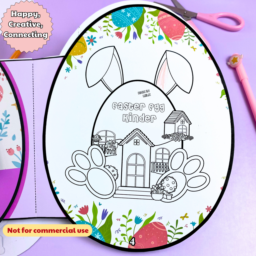 Education Activity Book | Pink Easter Egg Kinder Activity Book, Paper Doll House for Kids, Busy Book , DIY Crafts, Perfect Gifts for Girls