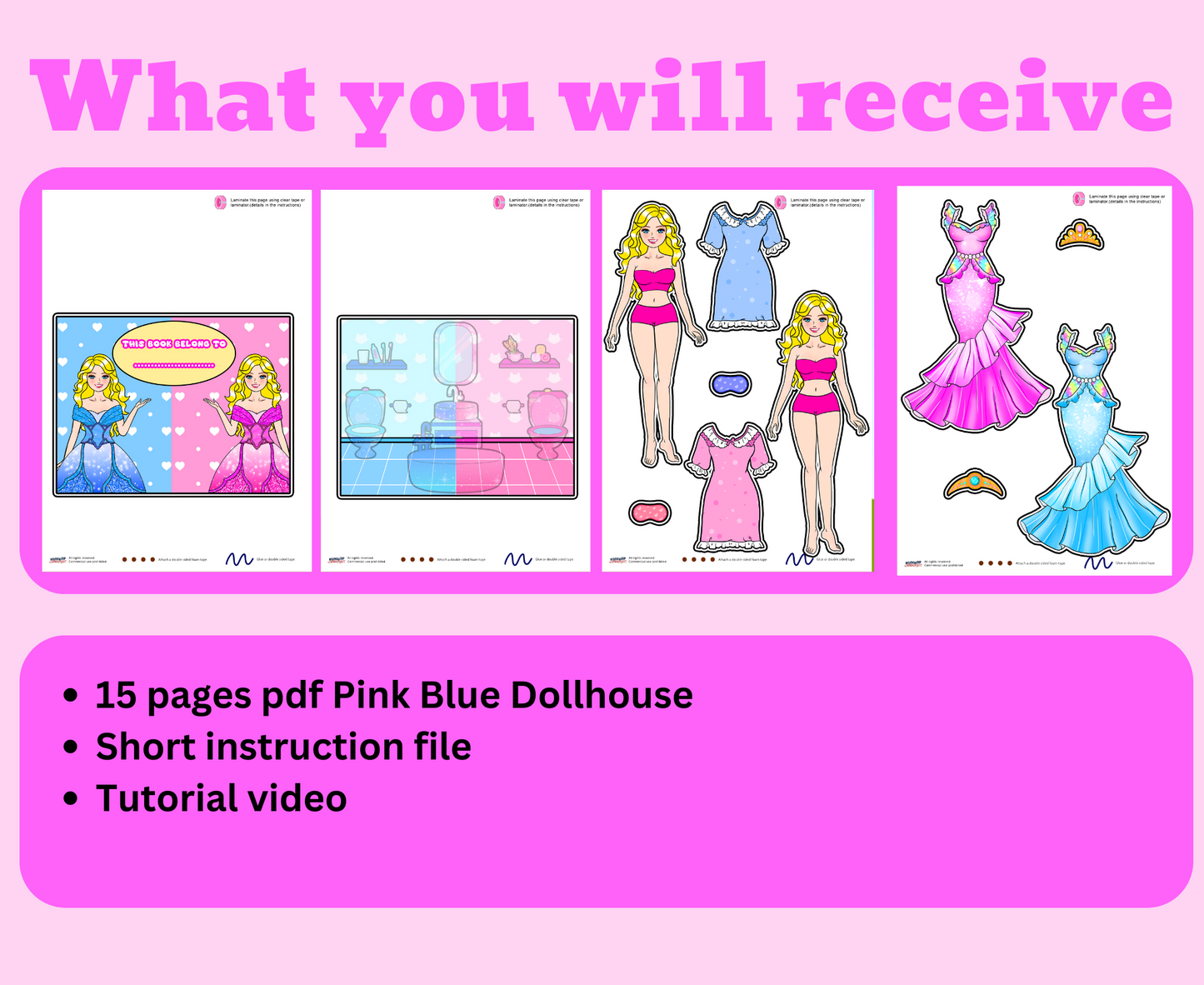 Wonderful Pink - Blue Dollhouse for Barbie paper dolls printables 🌈 Barbie Handmade house busy book printable 🌈 Woa Doll Crafts
