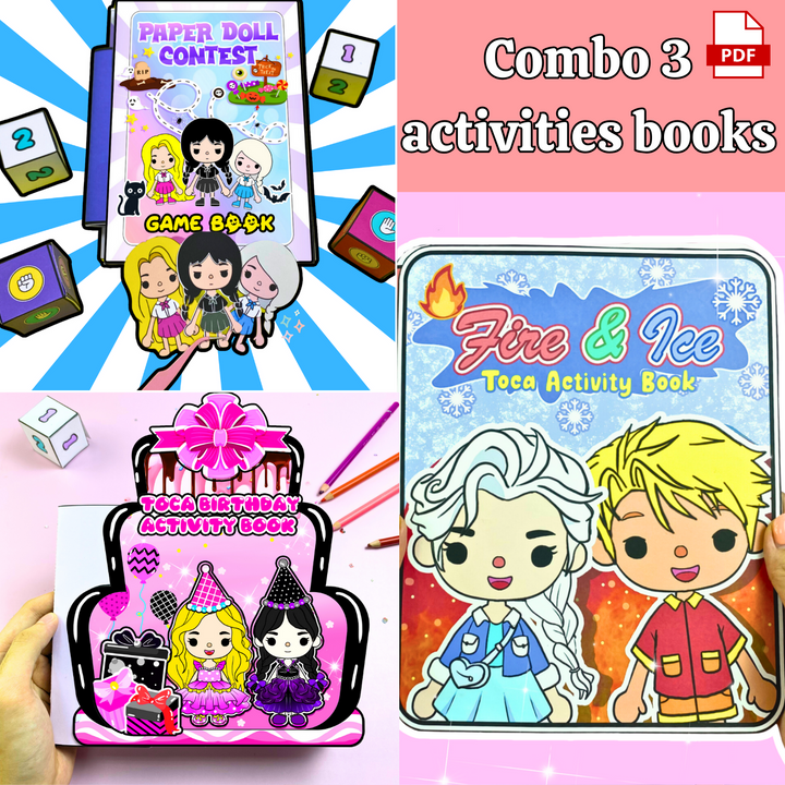 Education Activity Book | Toca Boca Birthday Party, Fun Paper Toy for kid, Unique Birthday Gifts, Family connection, Limit screen time, Boost creativity