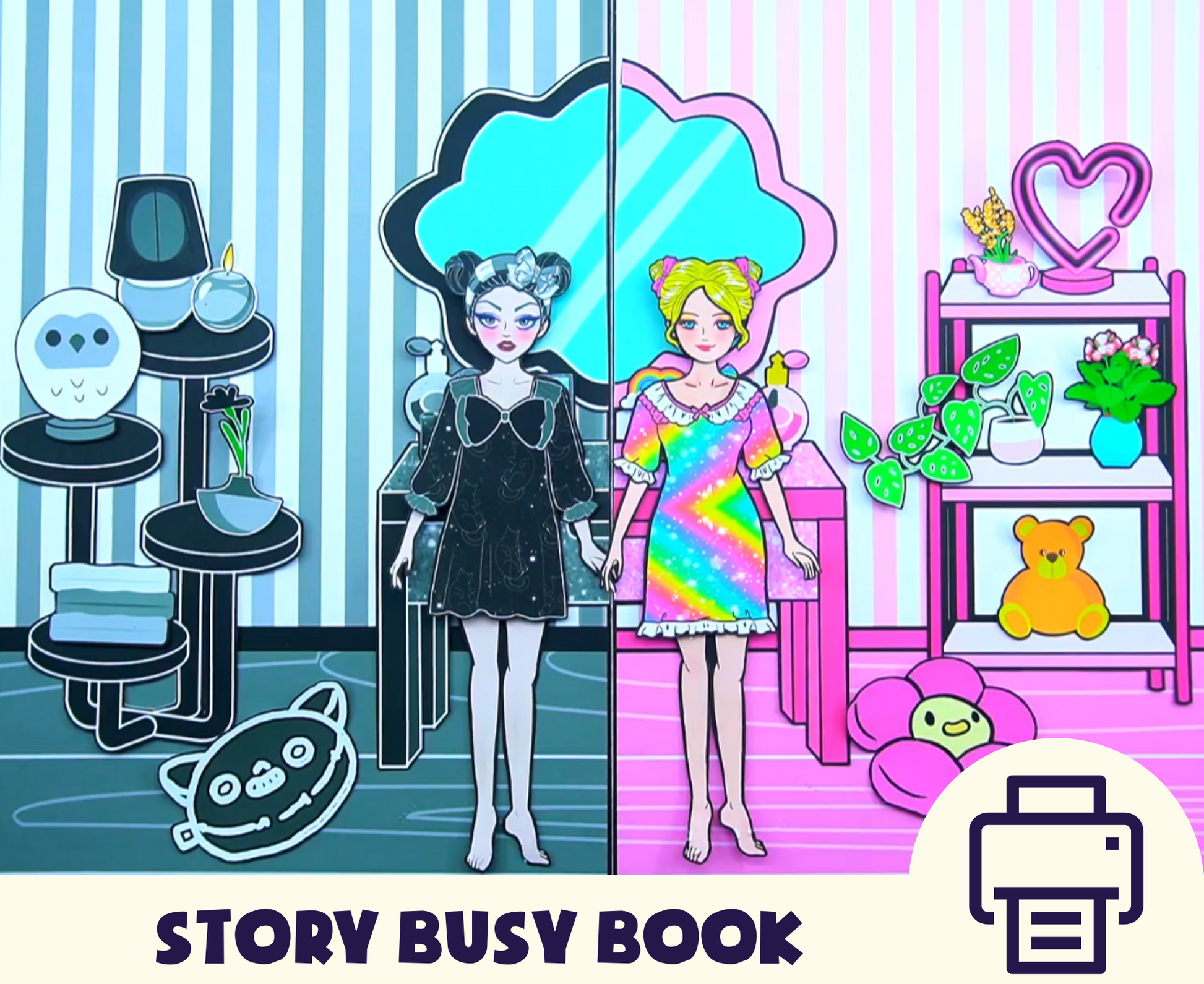 Printable Gothic Dollhouse Busy Book for Kids, PDF, Instant