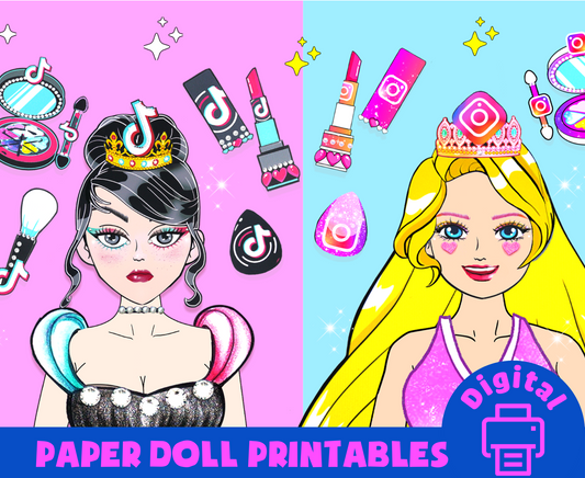 Instagram and TikTok Make-Up Kit Printables 🌈  Instant Download - Digital instagram template - Paper Crafts for Kids, Paper Doll House 🌈  Woa Doll Crafts