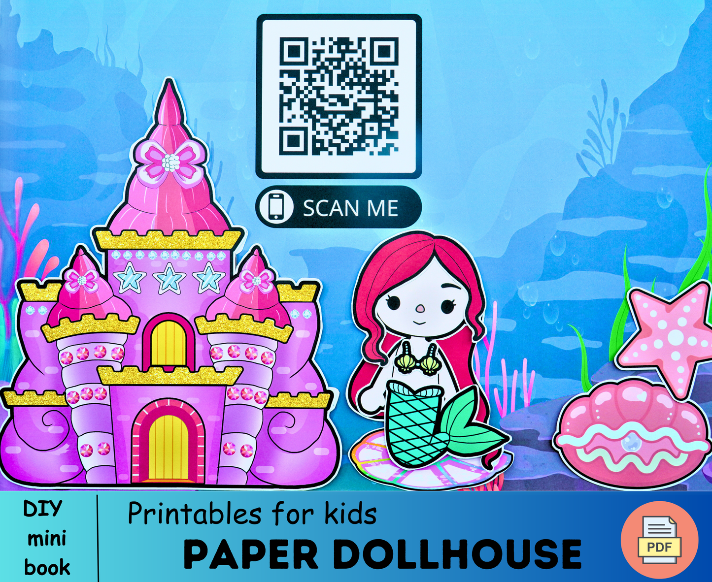 Printable Toca Boca Mermaid Paper Doll 🌈 Dress Up Toca Boca Mermaid Doll | Activity Quiet book pages for kids 🌈 Woa Doll Crafts