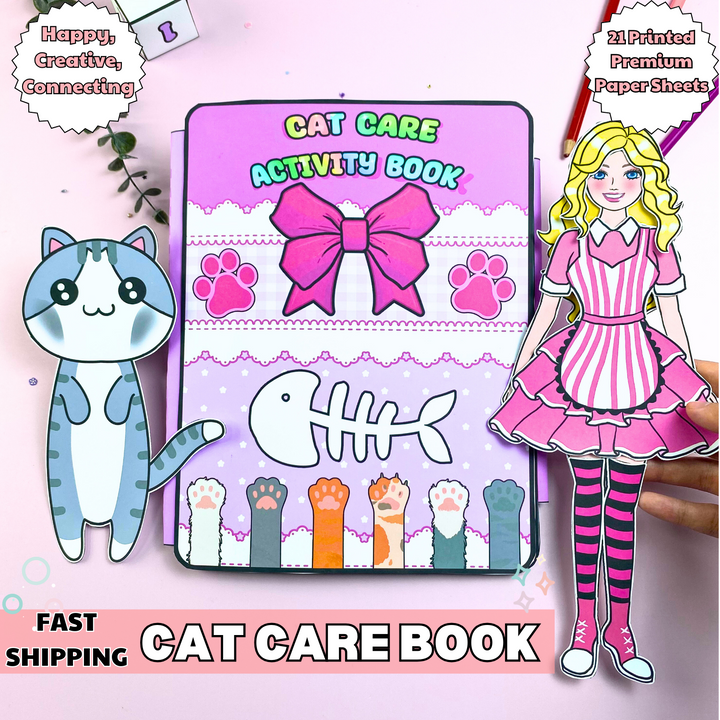 Education Activity Book | Barbie Take Care Cat, Safe Paper Toy for kid, Unique Birthday Gifts, Family connection, Limit screen time, Boost creativity