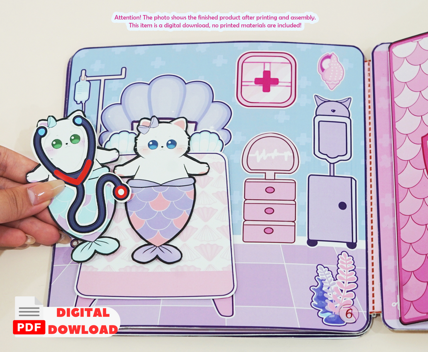 Yesa in mermaid hospital dollhouse printable 🌈 Yesa in sea world printable | Busy book for kids | PDF | Instant download | DIY kít for kids 🌈 Woa Doll Crafts