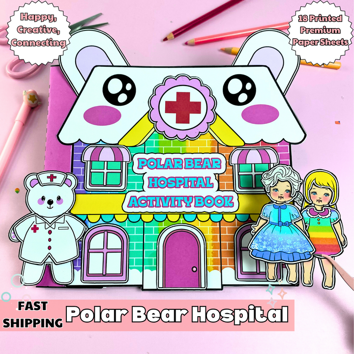 Education Activity Book | Polar Bear Hospital Activity Book, Fun Paper Toy for kid, Unique Birthday Gifts, Family connection, Limit screen time, Boost creativity