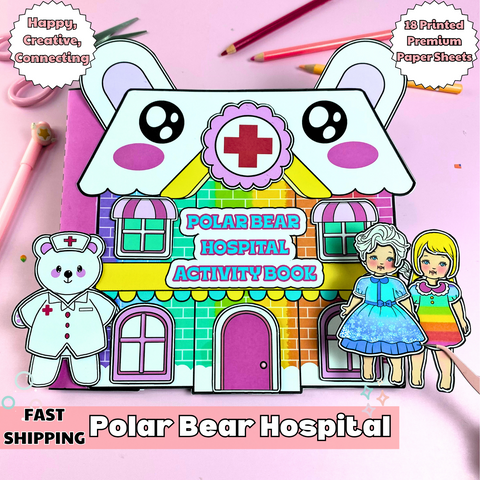 Education Activity Book | Polar Bear Hospital Activity Book, Fun Paper Toy for kid, Unique Birthday Gifts, Family connection, Limit screen time, Boost creativity