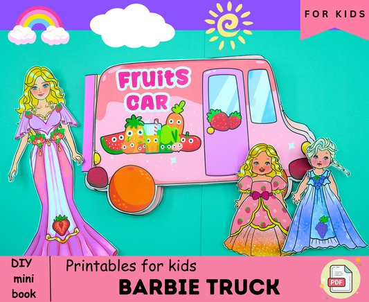 Pinky Fruit truck printables | Printable Activity Sheets | Camper Printable | Paper Crafts for Kids | Paper Doll House 🌈 Woa Doll Crafts