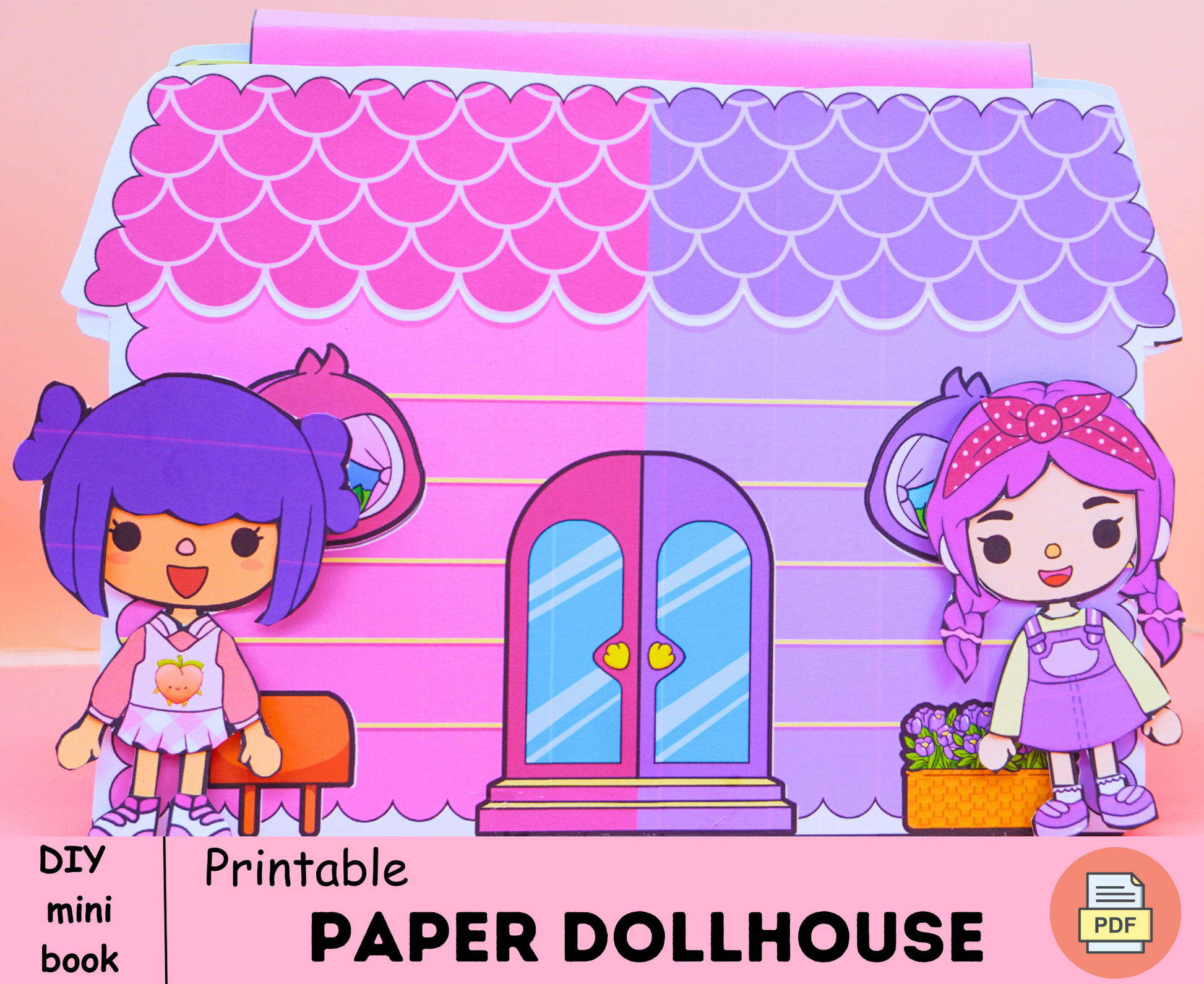 Pink and purple toca boca paper house for baby 🌸 Toca boca pre