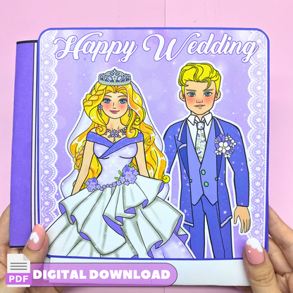 Lavender Wedding Book Printable 🌈 Paper Dolls & Wedding dresses Activities for Kids DIY | Kids Activity Kits for Wedding | DIY Wedding Pages | Busy Book | PDF 🌈 Woa Doll Crafts
