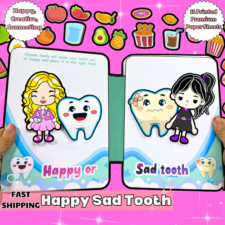 Education Activity Book | Toca Happy or Sad Tooth Care, Kids Good Habits Learning, Unique Birthday Gifts, Family connection, Limit screen time, Boost creativity