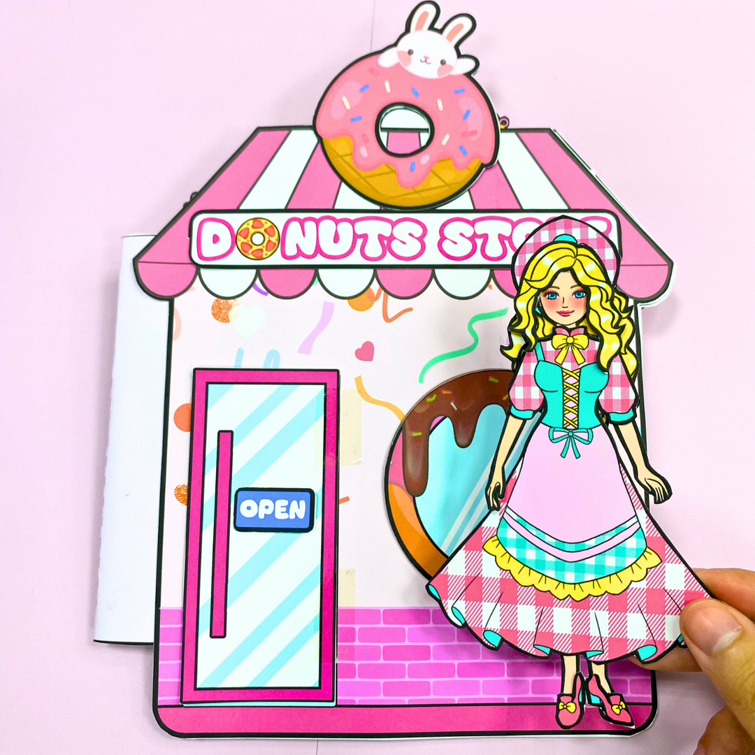 Education Activity Book | Donut Store Pretend Play | Kids Pretend Dollhouse | Dramatic Play | Preschool Activities | Homeschool | Childcare Activities