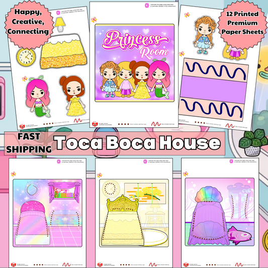Education Activity Book | Toca Boca Princess Mini Book, Paper Doll Book, Safe Paper Toy for kid, Unique Birthday Gifts, Family connection, Limit screen time, Boost creativity