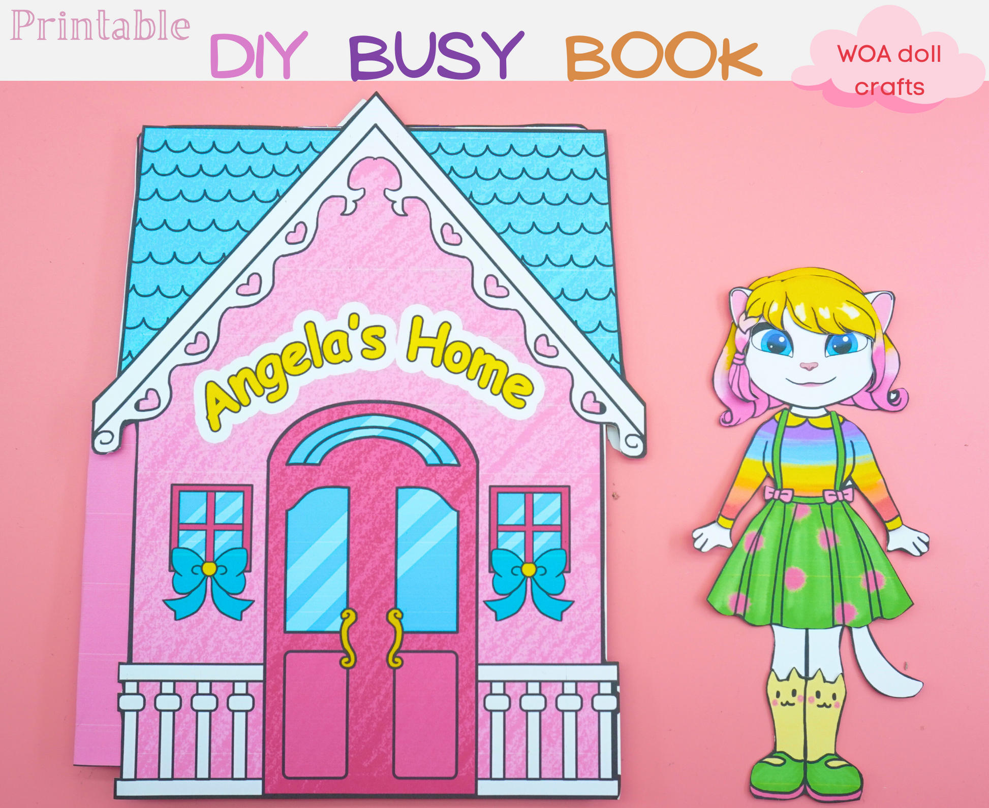 Dollhouse Craft Kit, Cut and Glue, DIY Living Room, Printable Book