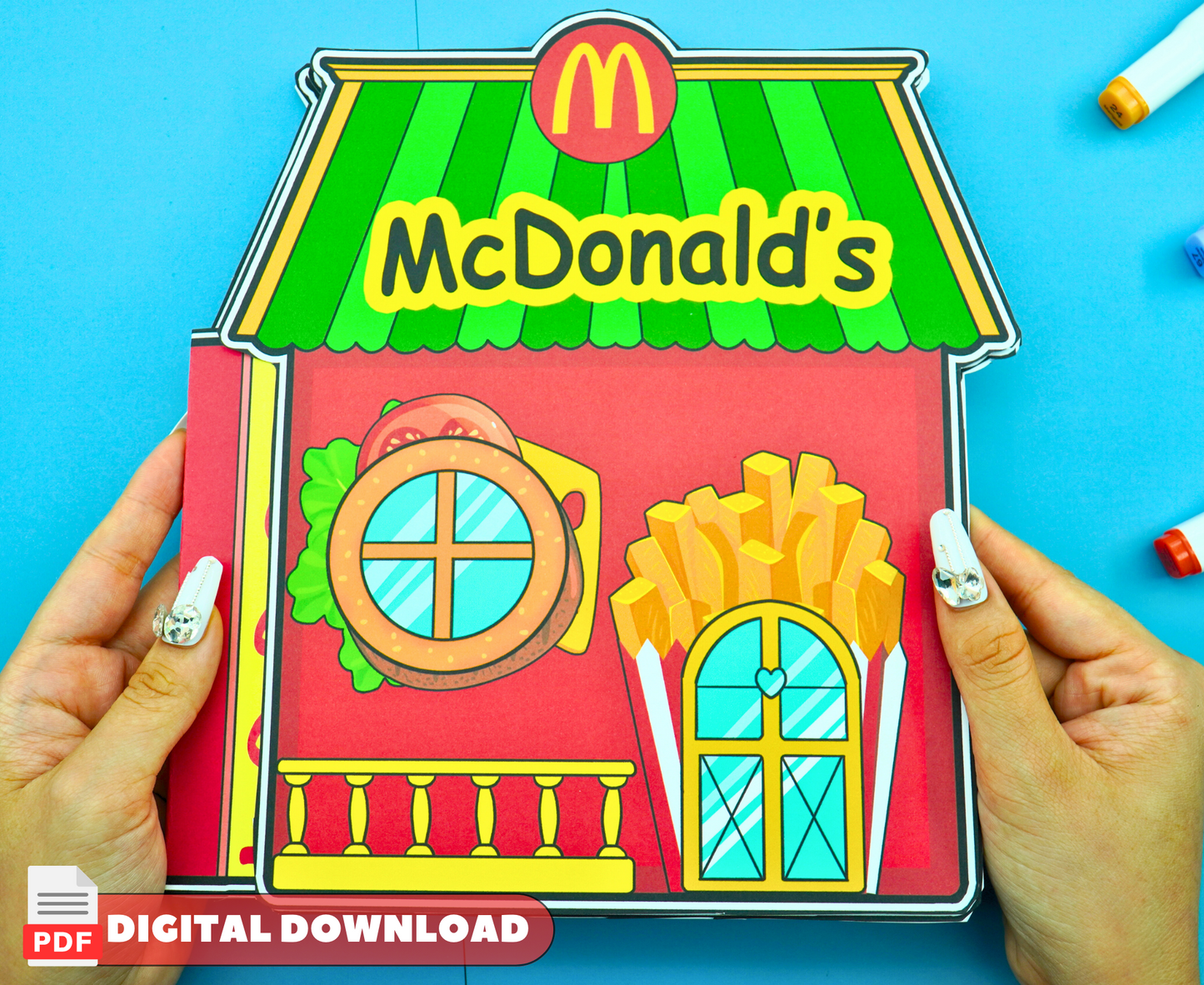 USA, Free Shipping Paper Play Book For Babies and Toddler, Paper Mc Donald's Store Paper Camping Busy Book, Christmas Gifts for kids