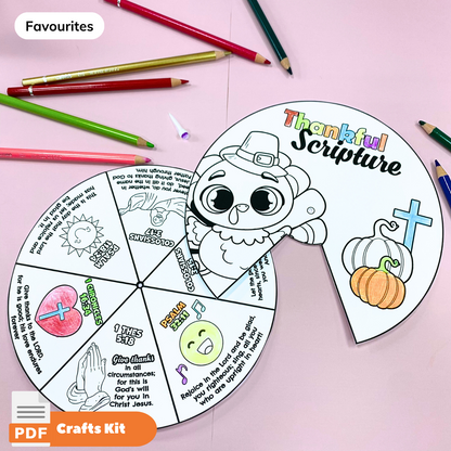 Thankful Scripture Coloring Wheel, Thanks Giving Printable Bible Activity, Kids Bible Lesson, Memory Game, Sunday School 🌈 Woa Doll Crafts