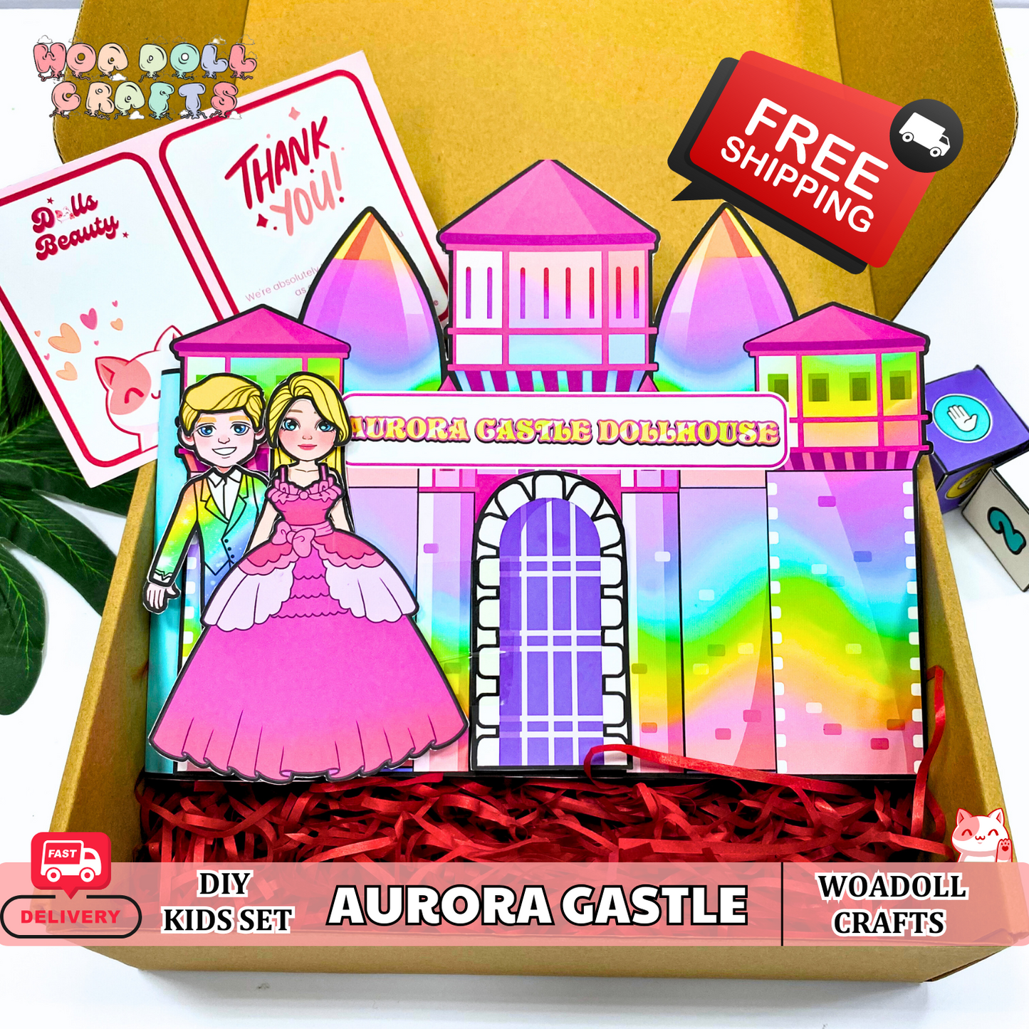 USA, Fast Shipping Paper Aurora Castle For Babies and Toddler, Paper Comic x Activity Book, Paper Busy Book, Christmas Gifts for kids