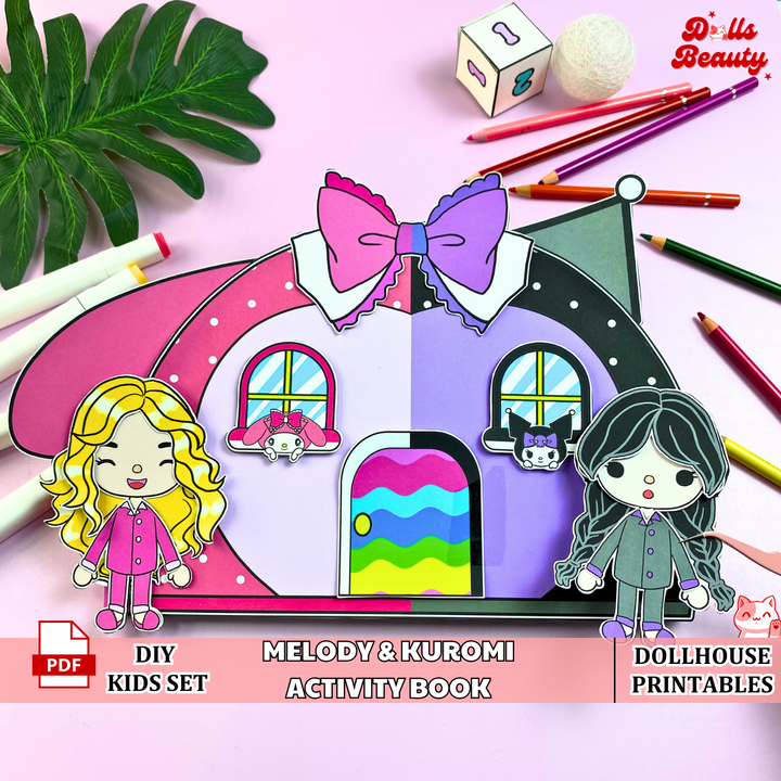 Education Activity Book | Melody and Kuromi activity book - Safe Paper Toy for kid, Unique Birthday Gifts, Family connection, Limit screen time, Boost creativity