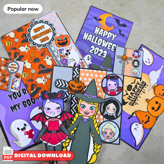 🎃👑 Halloween Card Collection – 4 Princesses, 5 Unique Card Designs! 👑🎃